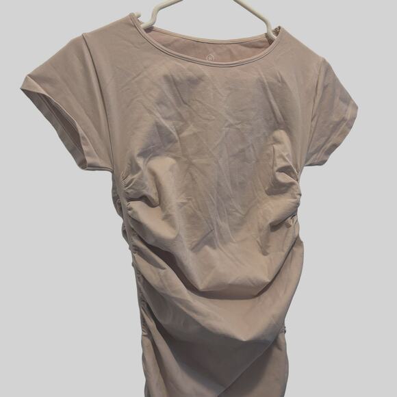 BLANQI Dress Maternity Medium Everyday Cap Sleeve Crew Neck Dress Frosty Pink - Picture 4 of 5